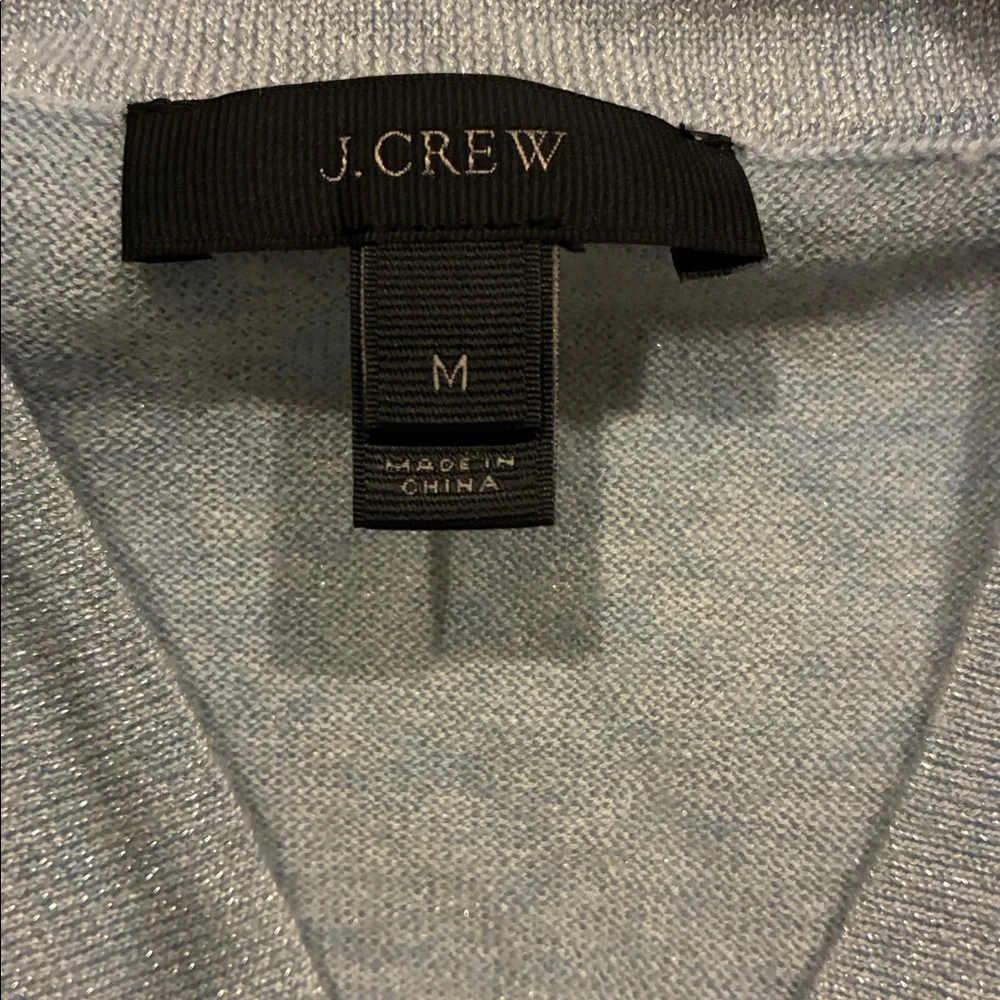 J. Crew Shimmering Light Blue Lurex Wrap Wool Blend Sweater NWOT